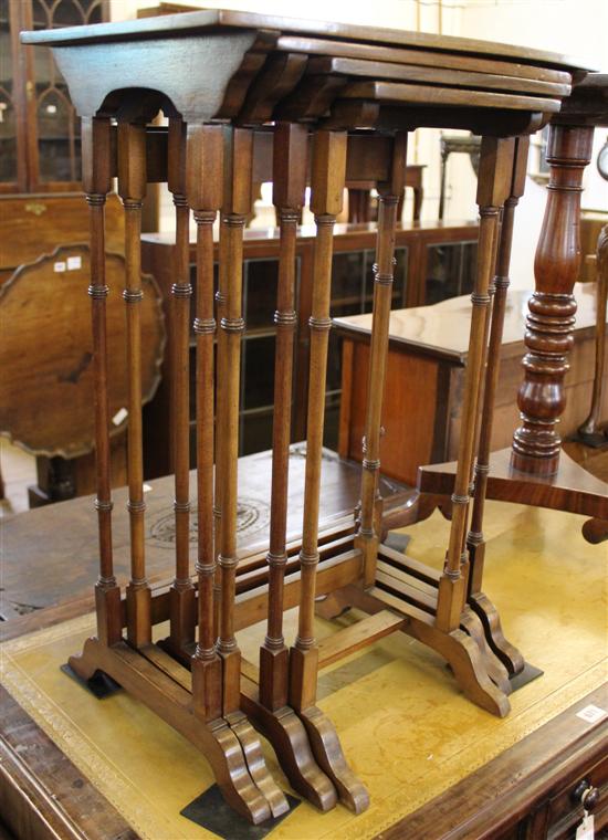 Quartetto of banded mahogany tea tables (top stained)(-)